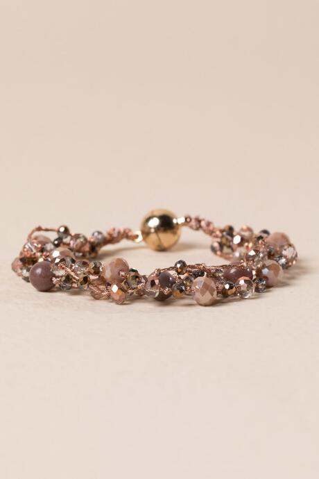 Francesca's Amalia Bead Wrap Bracelet In Mauve - Mauve