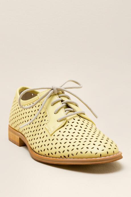 Francesca Inchess Leah Perforated Lace Up Loafer - Yellow