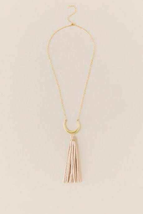 Francesca's Ansley Leather Suede Pendant - Beige