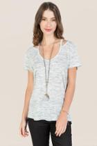 Gusb Camry Clavicle Cut Out Spacedye Tee - Ivory