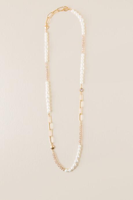 Francesca Inchess Dunlavy Pearl Chain Strand Necklace - Crisp Champagne