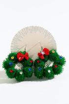 Francesca's Christmas Wreath Earrings - Green