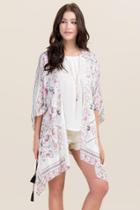 Blue Rain Josie Floral Tassel Kimono Jacket - Pale Pink