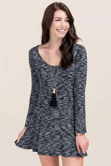 Alya Taylar Space Dye Knit Dress - Black