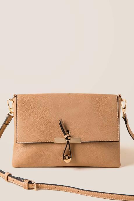 Francescas Arisha Hook Closure Crossbody - Tan