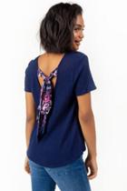 Francesca's Deandra Scarf Back Tie Tee - Navy