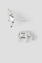 Francesca's Lucky Elephant Stud Earrings - Silver