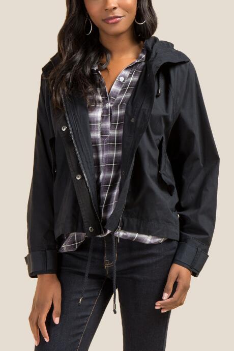 Francesca's Zariah Anorak Jacket - Black