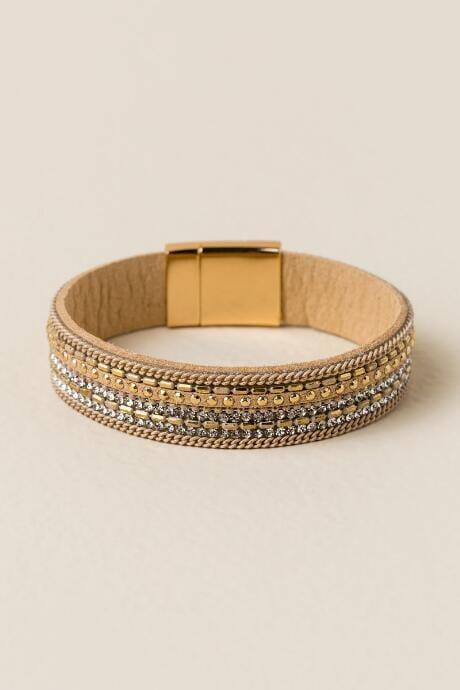 Francesca's Kelly Single Wrap Bracelet In Tan - Mauve