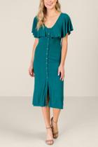 Francescas Viola Ruffle Top Button Dress - Forest
