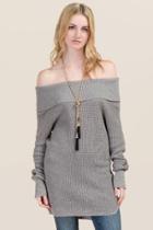 Francesca's Josie Off The Shoulder Sweater - Taupe