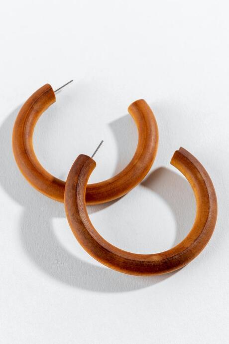 Francesca's Mackenzie Thick Wooden Hoops - Brown