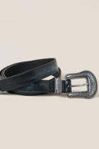 Francescas Bev Western Buckle Leather Belt In Black - Black