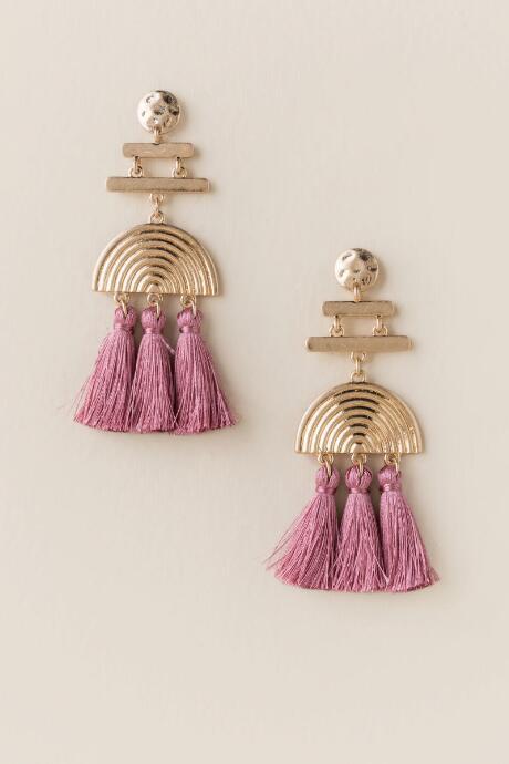 Francesca's Heidi Boho Tassel Earrings - Mauve