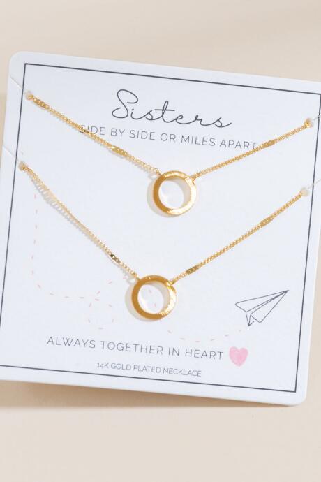Francesca's Sisters Brushed Circle Metal Necklaces - Gold