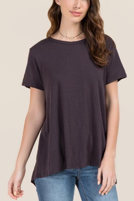 Francesca's Mila Split Back Basic Tee - Black