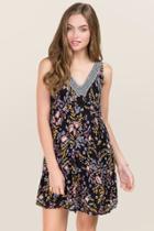 Norah Floral Border Print Dress - Black