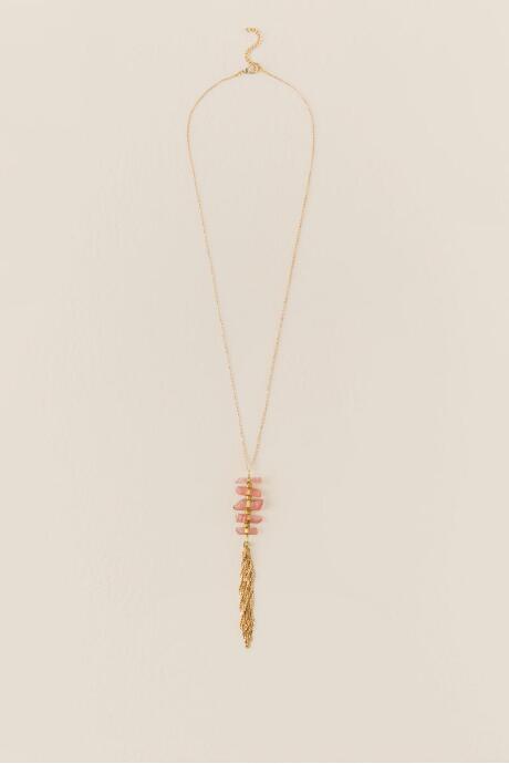 Francesca's Christina Raw Chip Ladder Necklace In Pink - Pale Pink