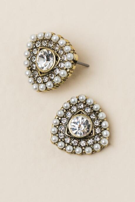Francesca's Nora Pearl Trim Stud Earring - Pearl