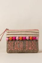 Francesca's Beach Babe Pom Wristlet Clutch - Natural