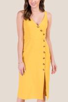 Francesca's Caitlin Button Front Midi Dress - Sunshine