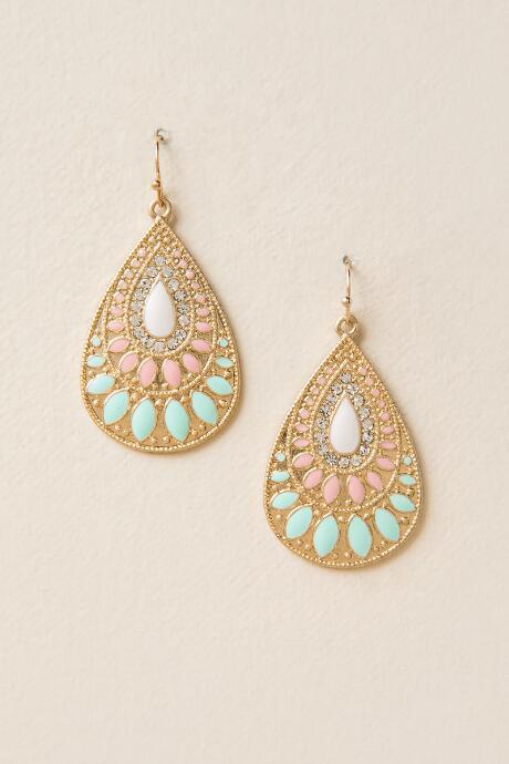 Francesca's Aubrey Epoxy Teardrop Earring In Pastel - Multi