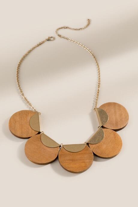 Francesca's Sophia Wooden Statement Necklace - Brown