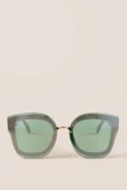Francescas Facade Square Mirrored Sunglasses - Green