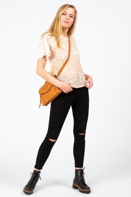 Francesca's Hollyn Leopard Print Top - Heather Oat