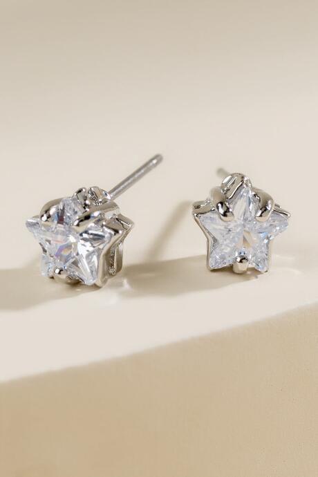Francesca's Morgan Cz Star Stud Earrings - Crystal