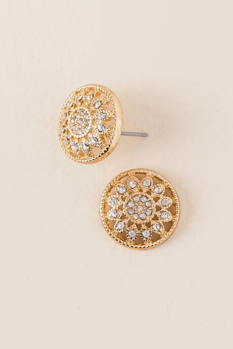 Francesca's Barcelona Pav Wheel Stud Earring - Gold