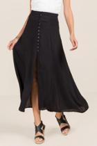 Francesca's Aerin Button Front Maxi Skirt - Black