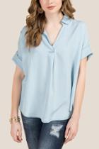 Francesca's Lucille Button Back Tencel Top - Lite