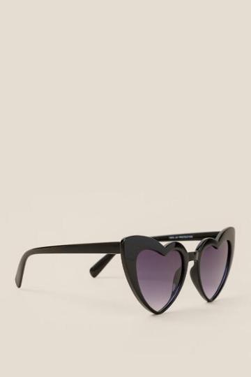 Francesca's Girl Next Door Heart Sunglasses - Black