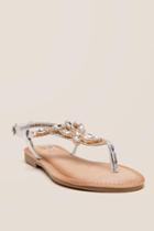 Francesca Inchess Elsa Embellished Stone T-strap Sandal - Silver