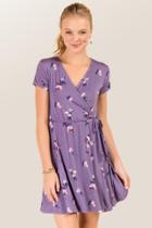 Alya Darla Floral Wrap Dress - Vintage Purple