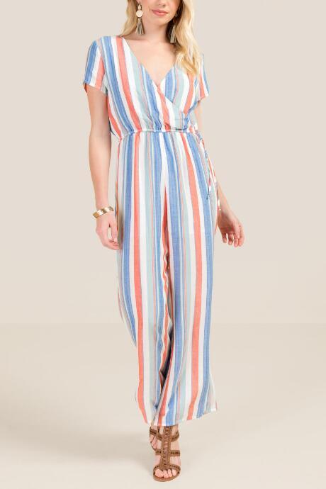 Francesca's Kora Striped Jumpsuit - Ivory