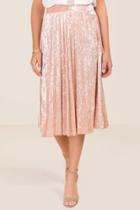 Miami Darla Pleated Crushed Velvet Midi Skirt - Pale Pink