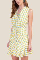 Francesca's Darlene Button Front A-line Dress - Lemon