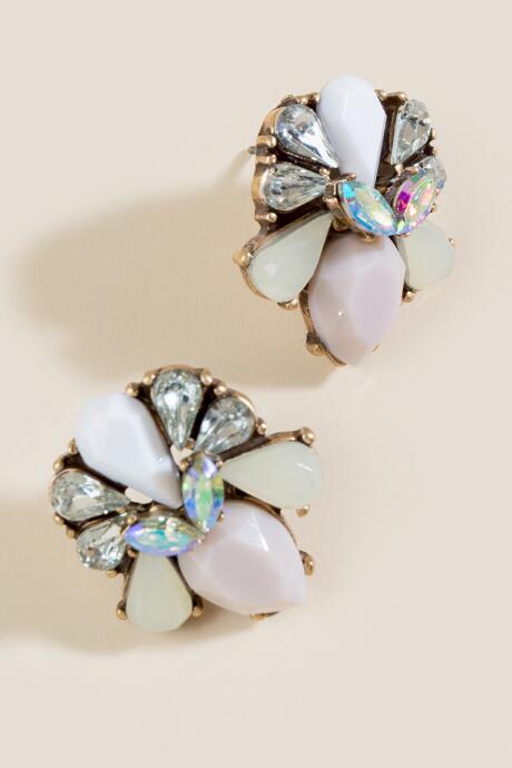 Francesca's Teresa Crystal Statement Studs - Ivory