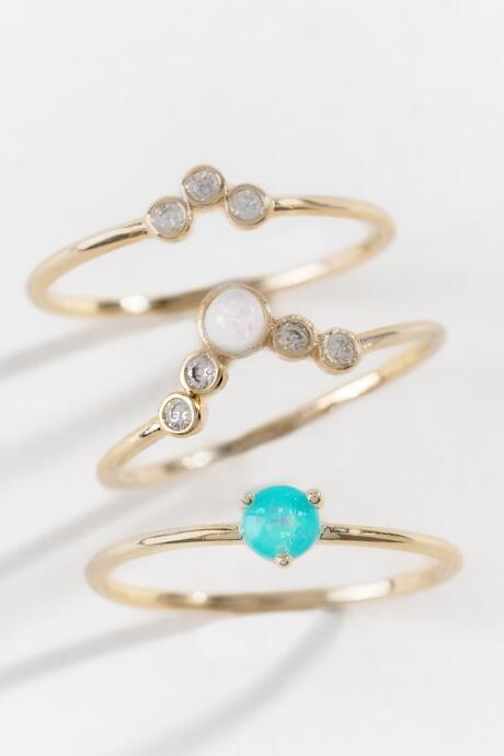 Francesca's Marie Cz Opal Ring Set - Iridescent