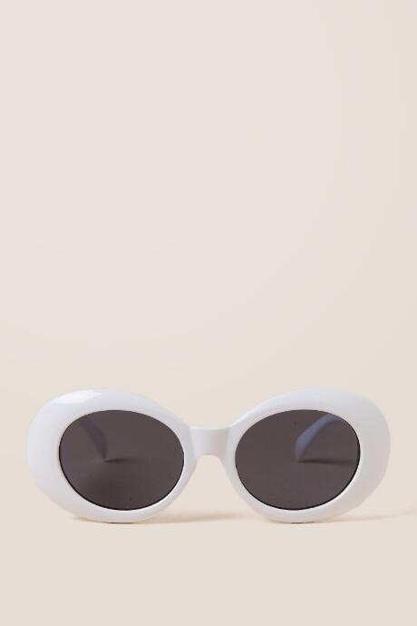 Francescas Tinsley Thick Round Sunglasses - White