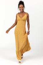 Francesca's Rhonda Stripe Tiered Dress - Mustard
