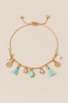 Francesca's Haley Tassel Charm Pull Tie Bracelet