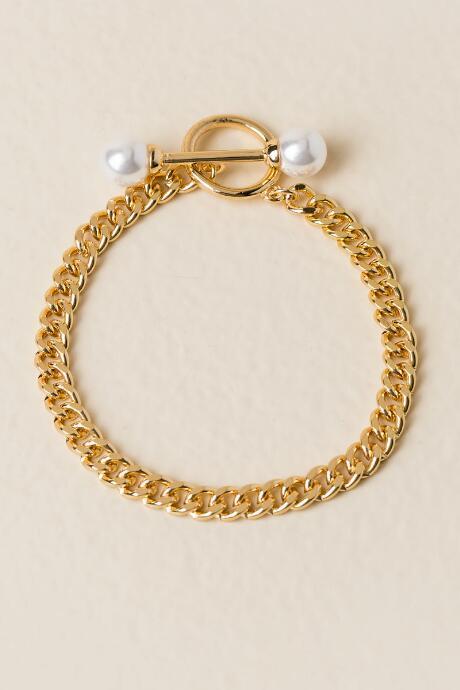 Francesca Inchess Mina Pearl Chain Bracelet - Gold