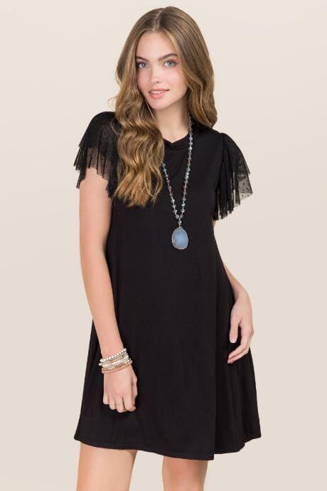 Alya Bridget Swiss Dot Knit Dress - Black