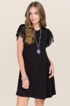 Alya Bridget Swiss Dot Knit Dress - Black