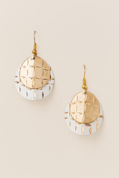 Francesca's Tilson Patina Circle Earrings - White