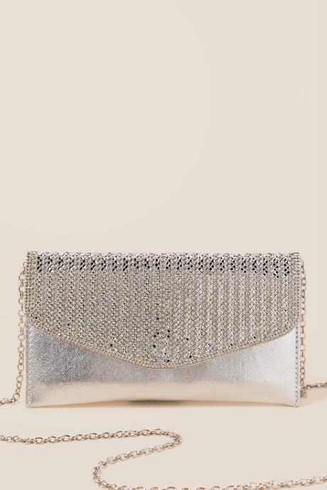 Francesca's Tarot Silver Embellished Crossbody Clutch - Silver