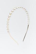 Francesca's Marta Skinny Pearl Headband - Ivory